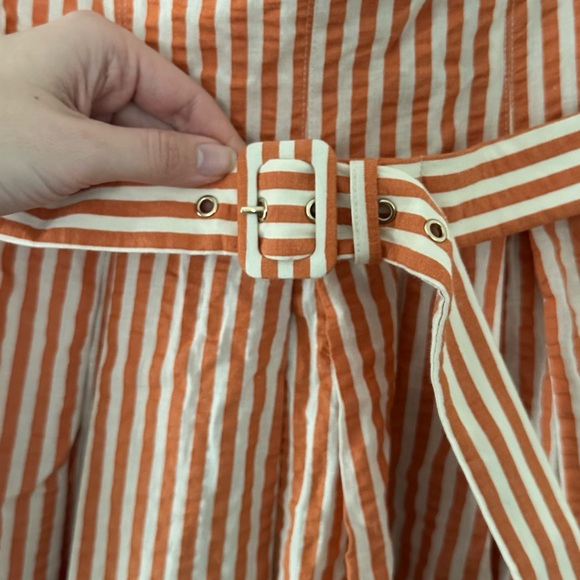 NWT Shona Joy “Hele Ruched Panelled Midi Dress - Coconut & Tangerine - Sz. 6 - Picture 6 of 7